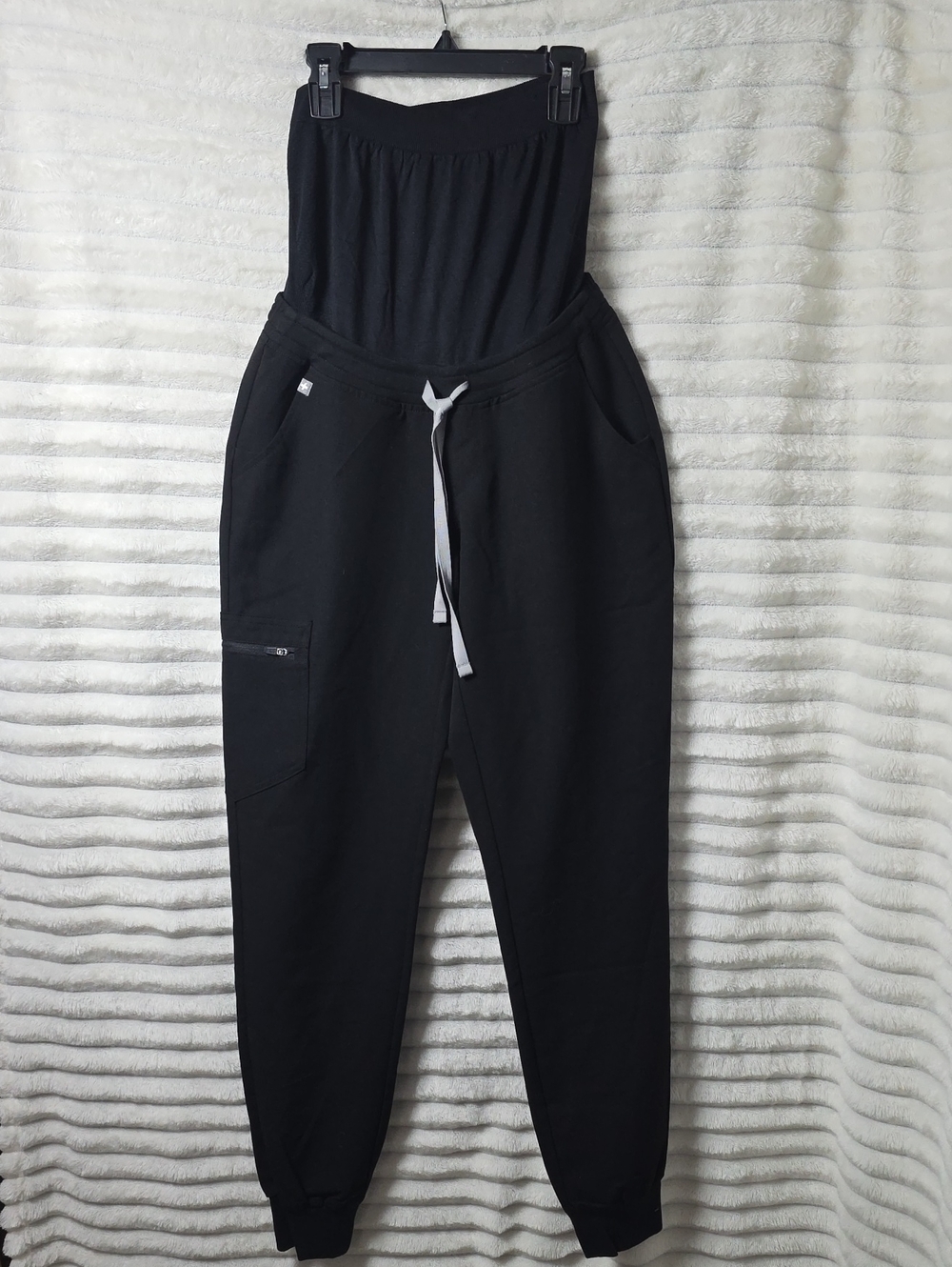 0434 Black Maternity Joggers with Drawstring Waist